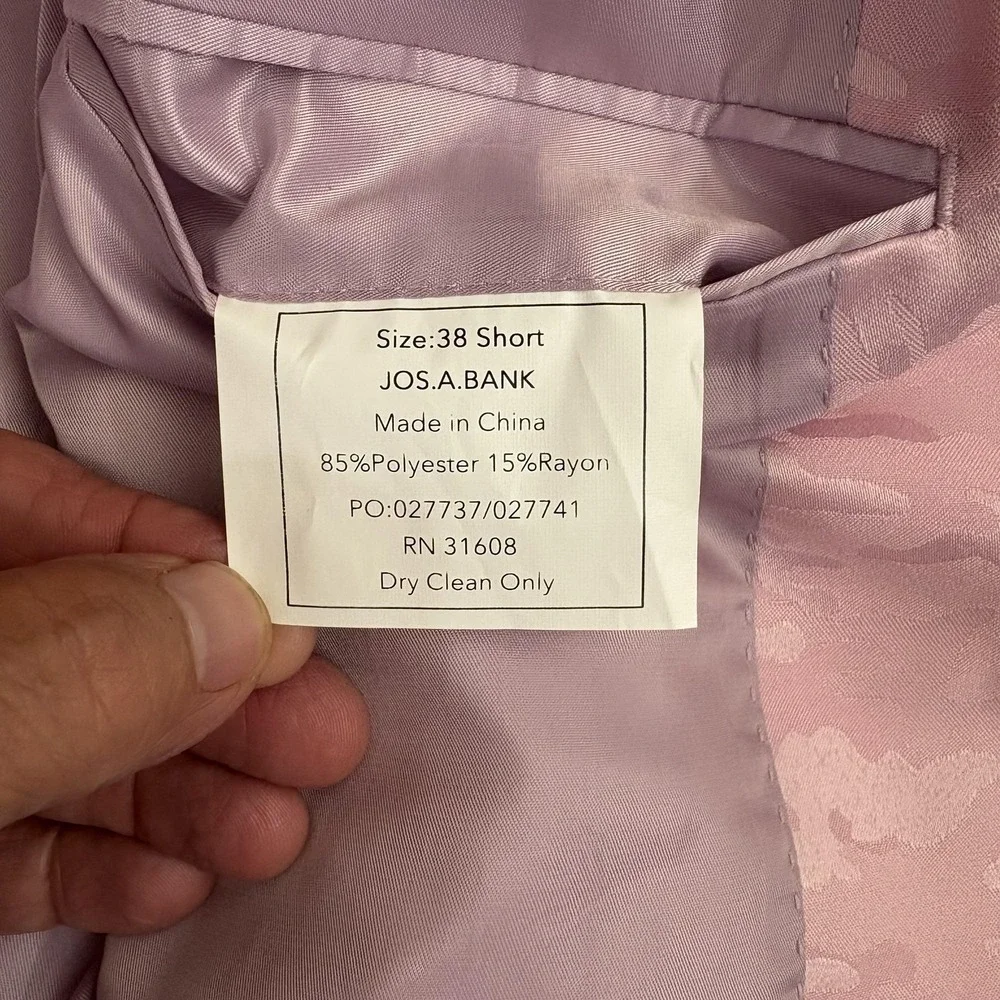 Jos A Bank Tuxedo Dinner Jacket Mens 38S Pink Camouflage Slim Fit